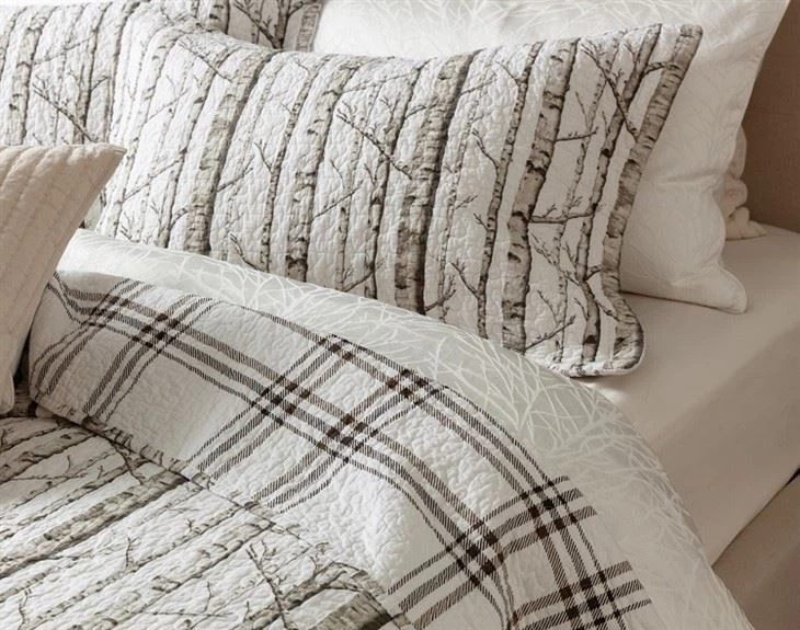 White Birch Pattern Cotton Quilt Set-3