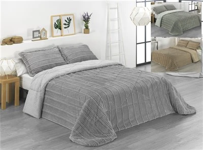 Ensemble de couette en flanelle jacquard à rayures